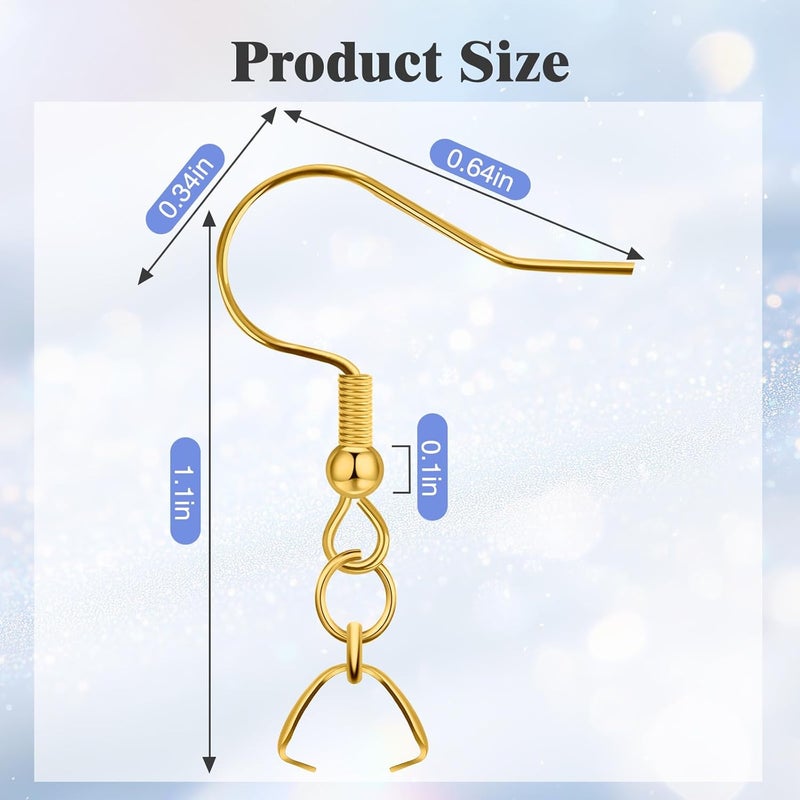 MENKEY Earring Hooks 50 PCS/25 Pairs, Stainless Steel Golden Ear Wires Fish Hooks, Hypo-allergenic Jewelry Findings Parts for DIY Jewelry Making - Image 2